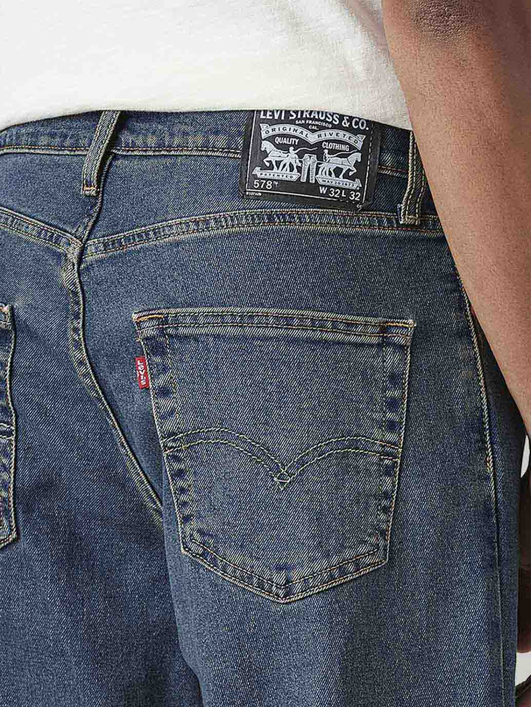 Men's 578 Dark Blue Baggy Fit Mid Rise Tinted Jeans - Detail View