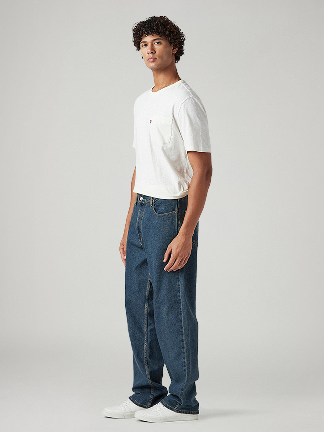 Men's 578 Dark Blue Baggy Fit Mid Rise Tinted Jeans - Side View