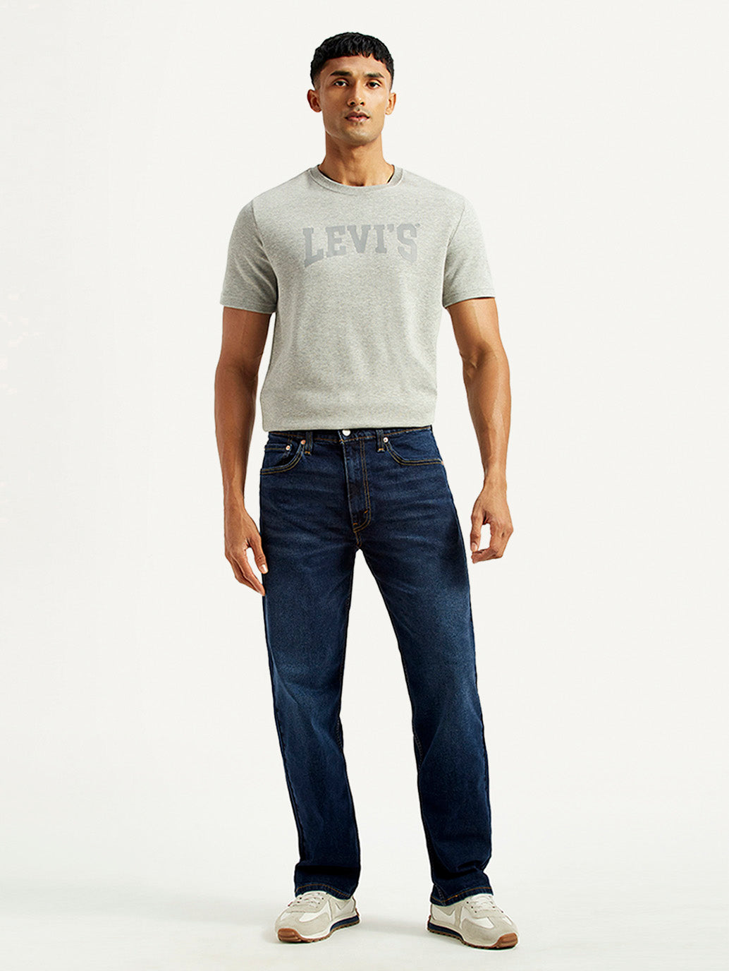 Men's 555 Dark Indigo Loose Fit Mid Rise Jeans - Front View