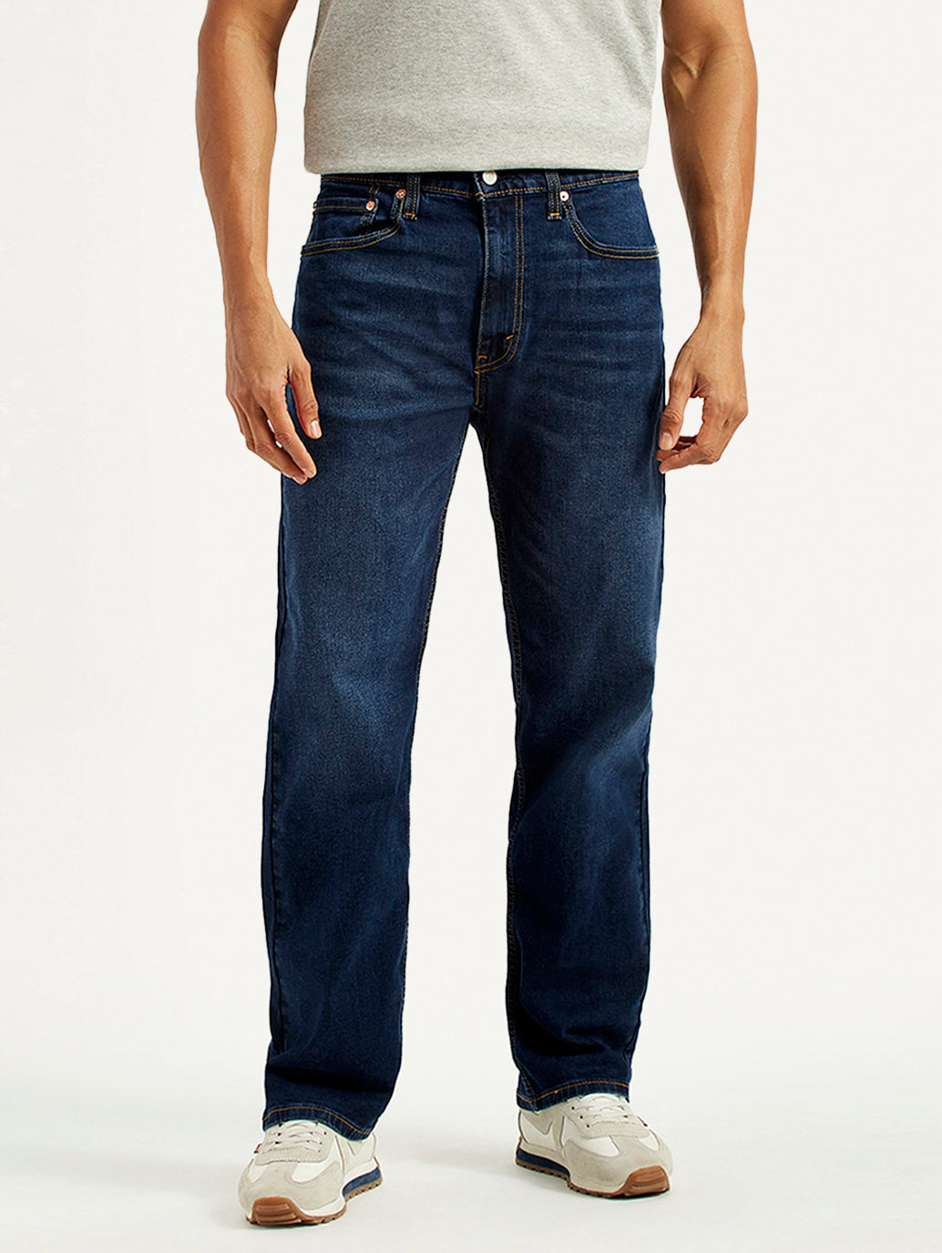 Men's 555 Dark Indigo Loose Fit Mid Rise Jeans - Front View