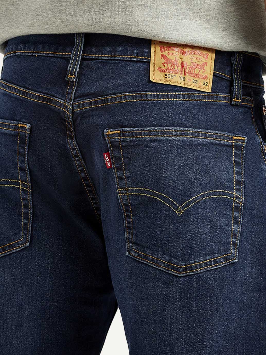 Men's 555 Dark Indigo Loose Fit Mid Rise Jeans - Detail View