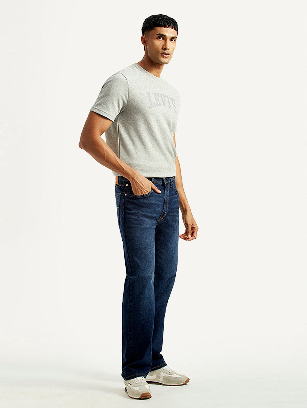 Men's 555 Dark Indigo Loose Fit Mid Rise Jeans - Side View