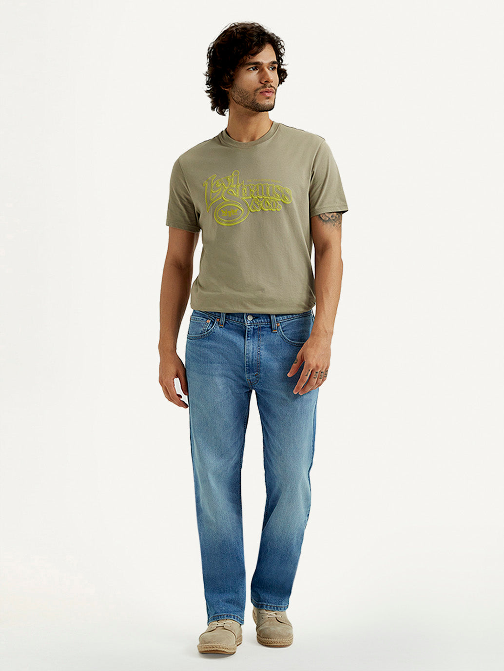 Men's 555 Light Indigo Loose Fit Mid Rise Jeans - Front View