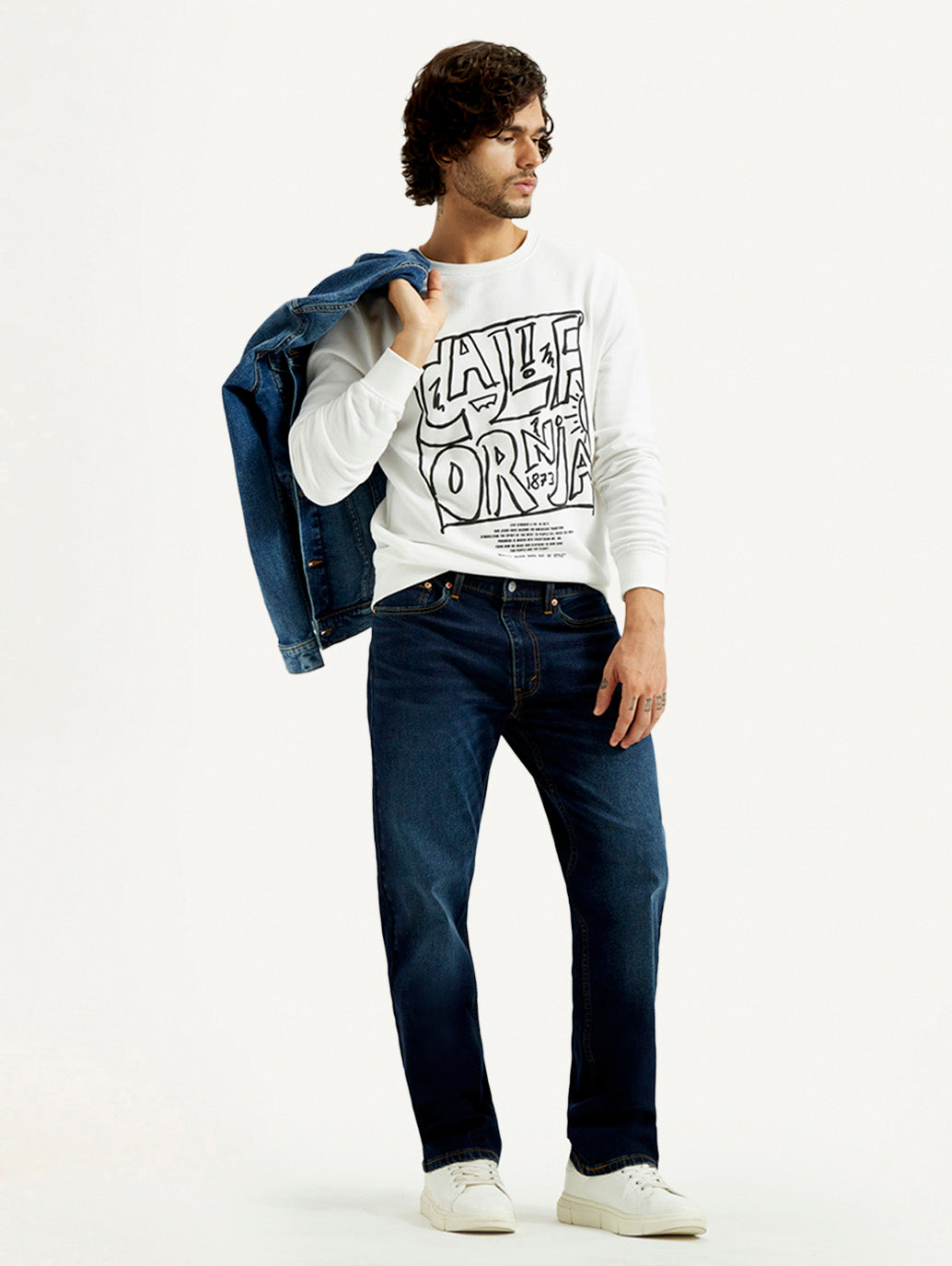 Men's 555 Dark Indigo Loose Fit Mid Rise Jeans - Styleshot View