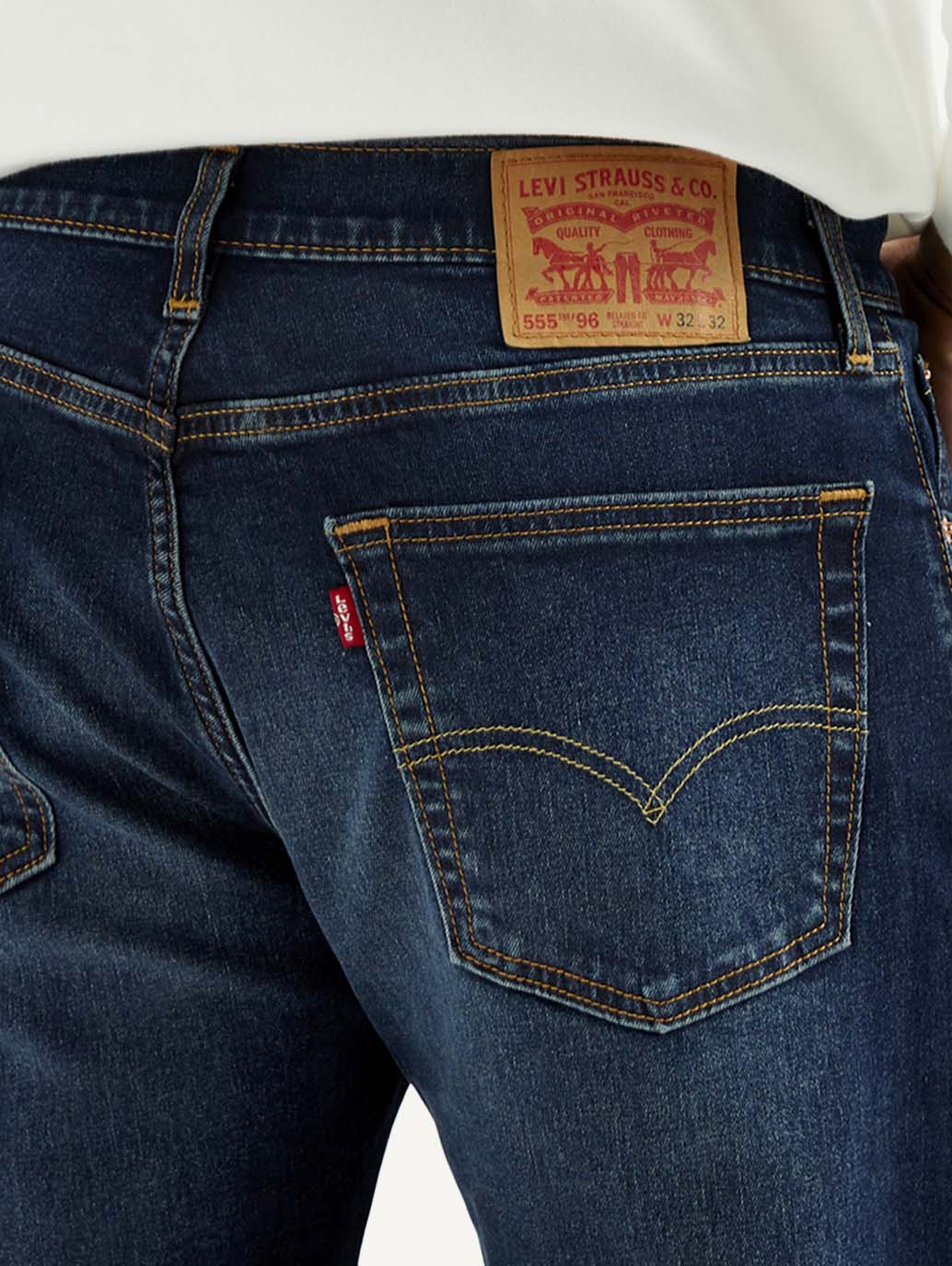 Men's 555 Dark Indigo Loose Fit Mid Rise Jeans - Detail View