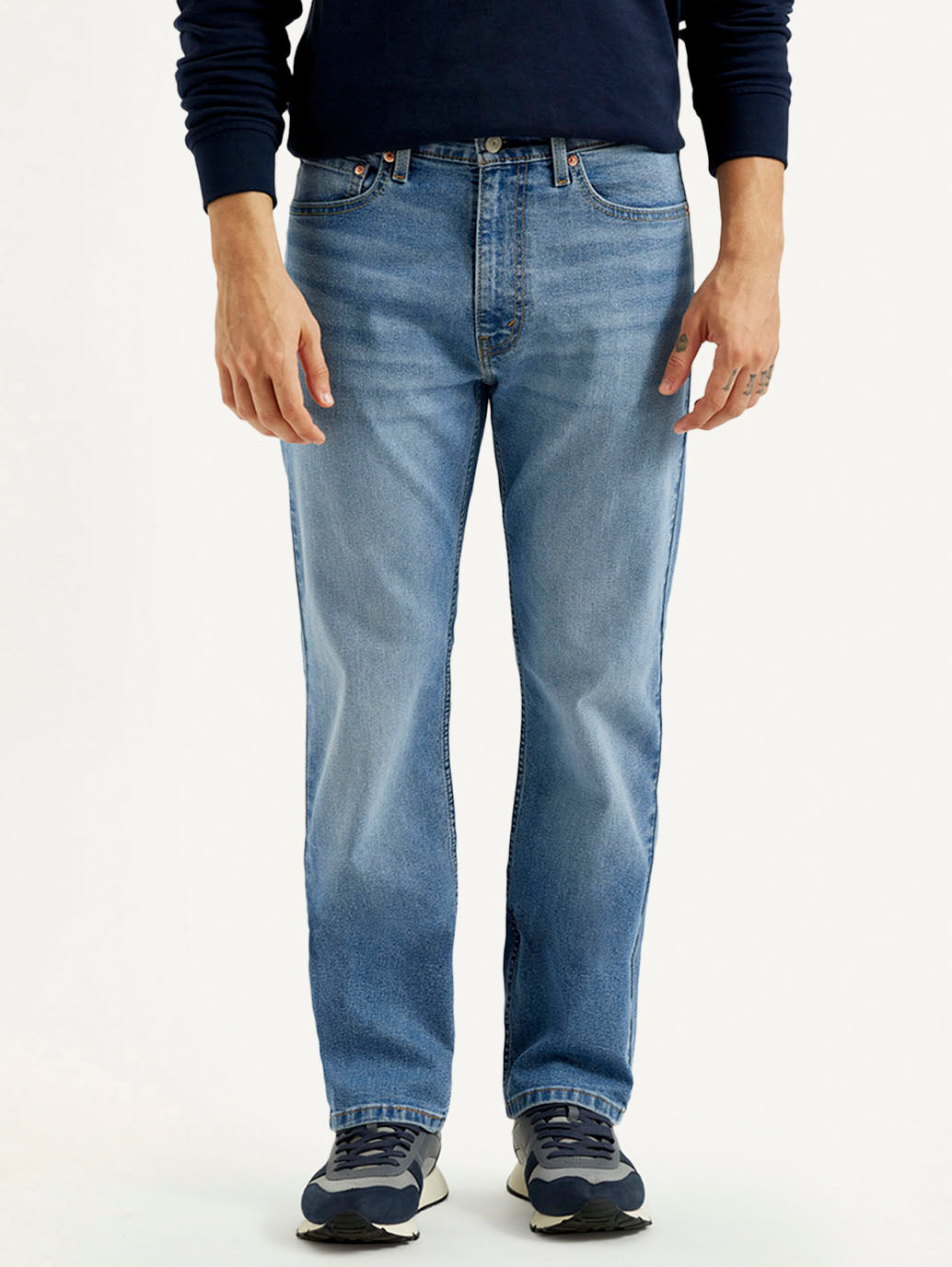 Men's 555 Med Indigo Loose Fit Mid Rise Jeans - Front View