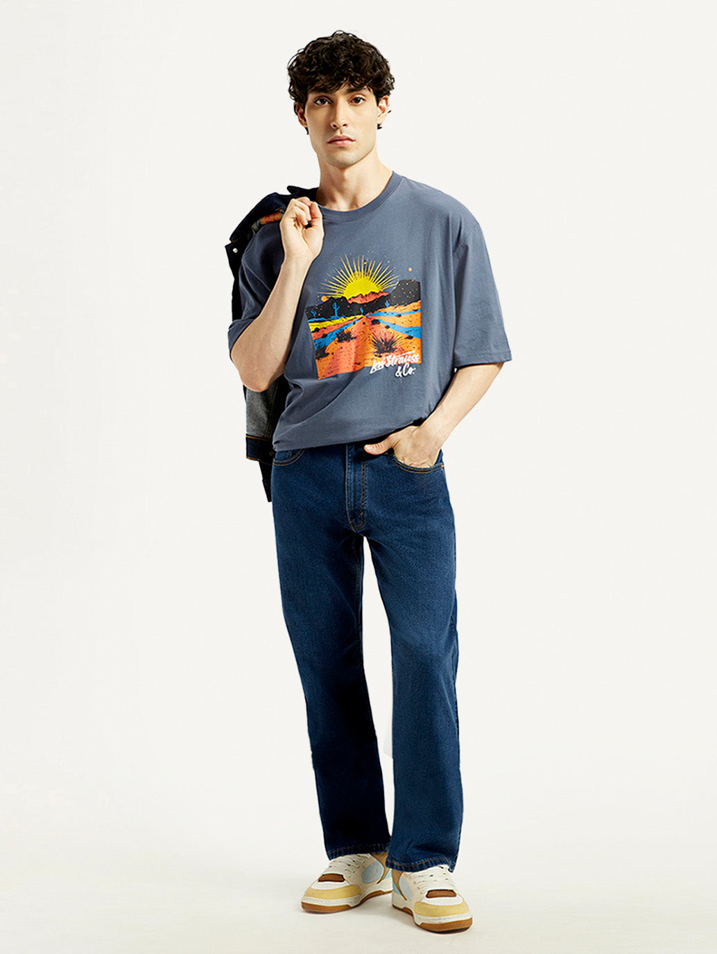 Men's 555 Dark Indigo Loose Fit Mid Rise Jeans - Styleshot View