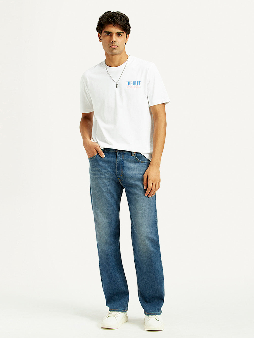 Men's 555 Med Indigo Loose Fit Mid Rise Jeans