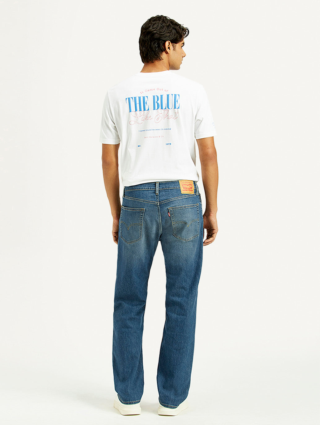 Men's 555 Med Indigo Loose Fit Mid Rise Jeans - Back View