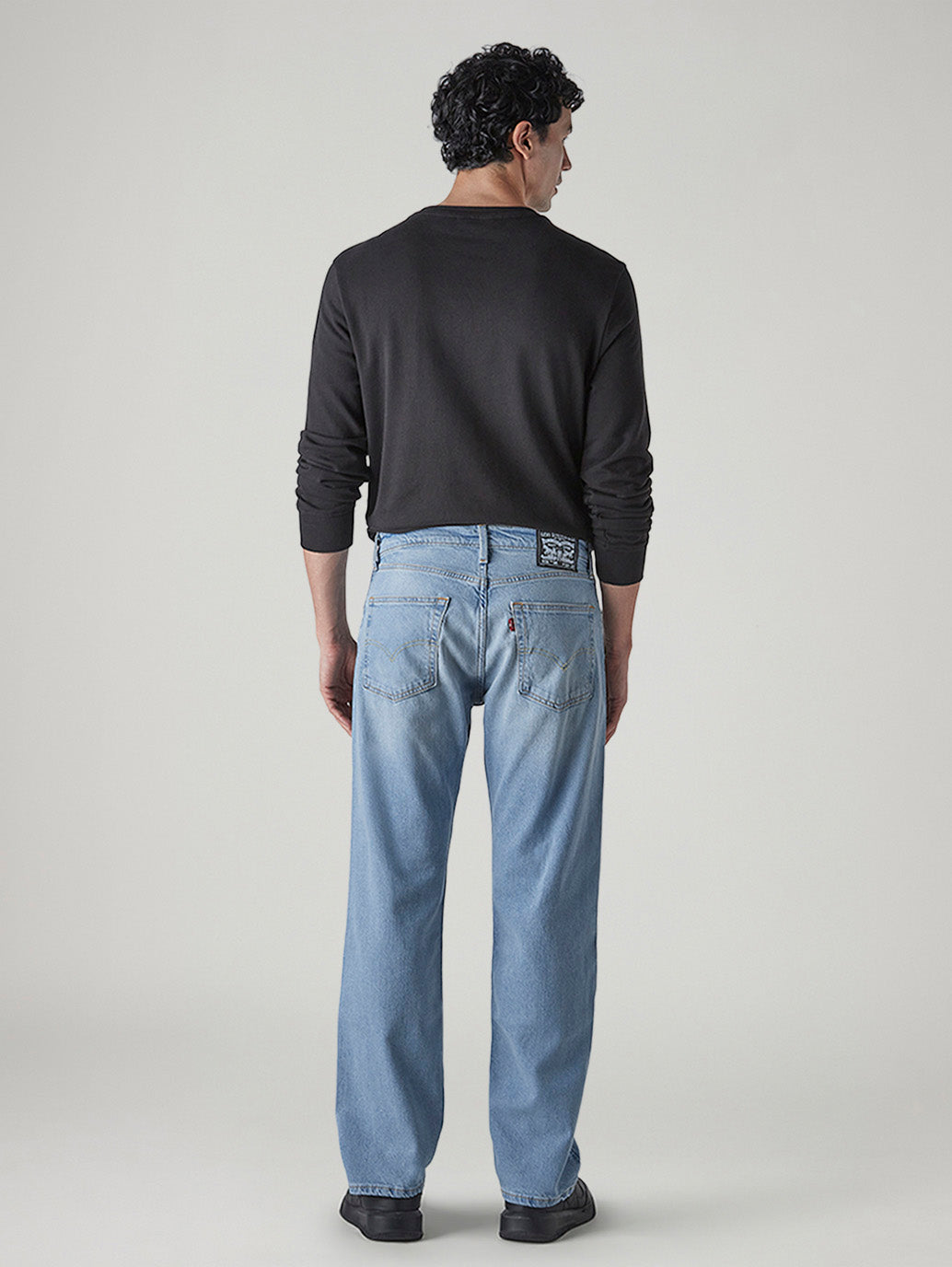 Men's 555 Light Blue Relaxed Straight Fit Mid Rise Jeans - Back View