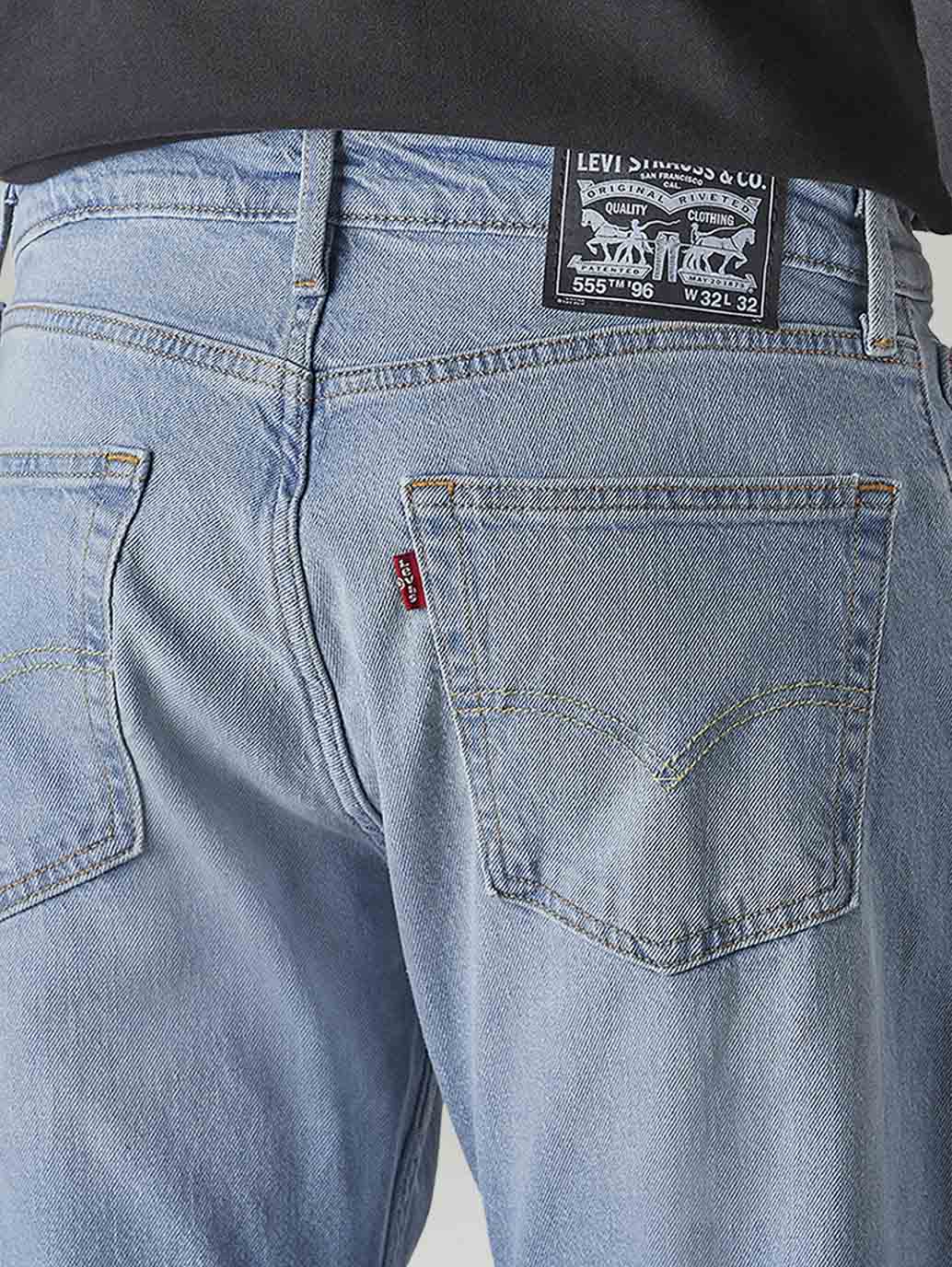 Men's 555 Light Blue Relaxed Straight Fit Mid Rise Jeans - 20 View