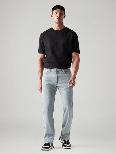 Men's 555 Light Blue Relaxed Straight Fit Mid Rise Jeans
