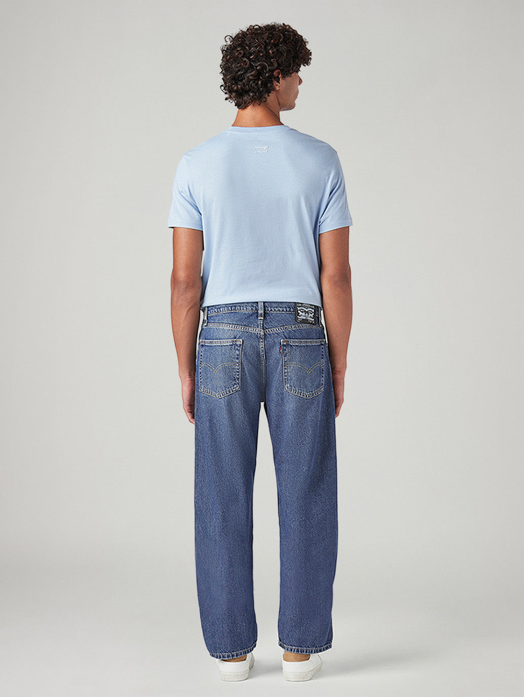 Men's 555 Blue Relaxed Straight Fit Mid Rise Jeans - Back View