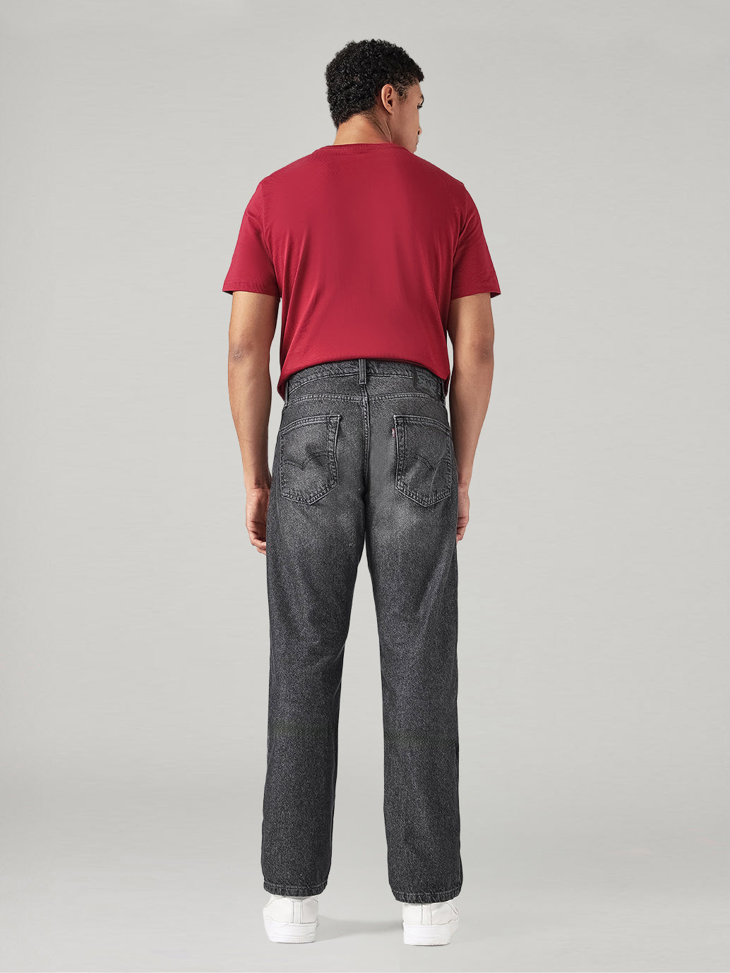 Men's 555 Charcoal Grey Relaxed Straight Fit Mid Rise Jeans - Back View