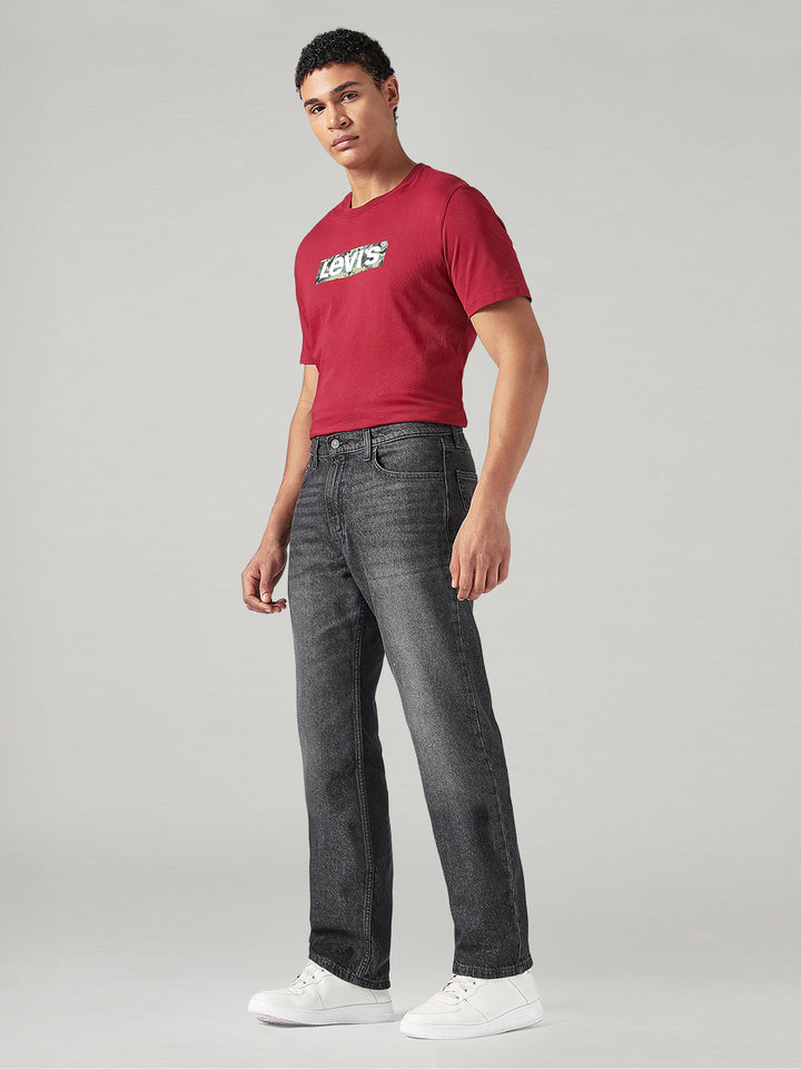 Men's 555 Charcoal Grey Relaxed Straight Fit Mid Rise Jeans