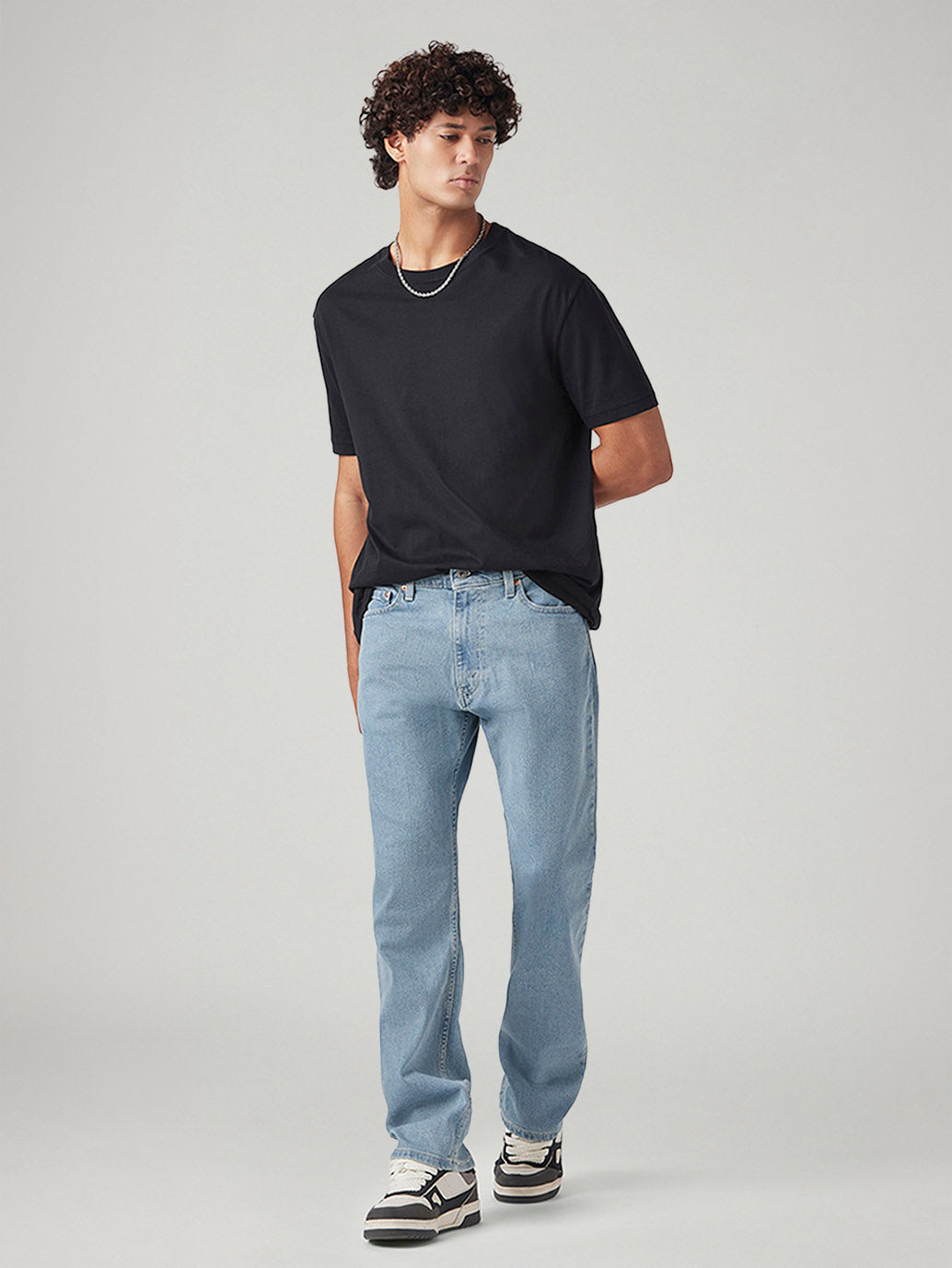 Men's 555 Light Blue Relaxed Straight Fit Mid Rise Tinted Jeans