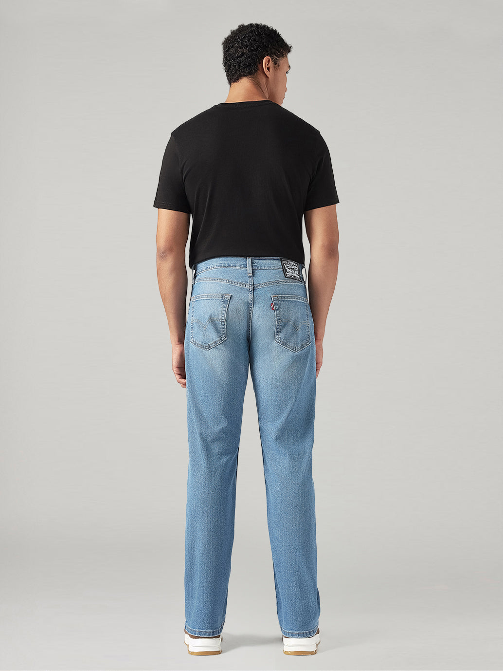 Men's 555 Light Blue Relaxed Straight Fit Mid Rise Jeans - Back View