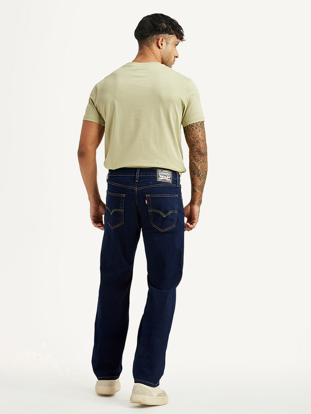 Men's 555 Dark Blue Loose Fit Mid Rise Jeans - Back View