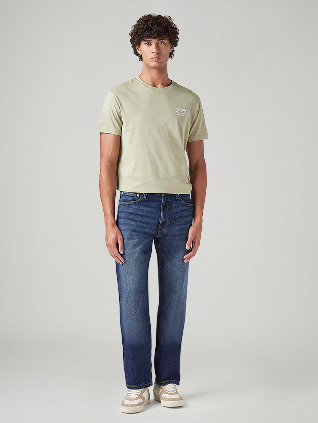 Men's 555 Blue Relaxed Straight Fit Mid Rise Jeans - Front View