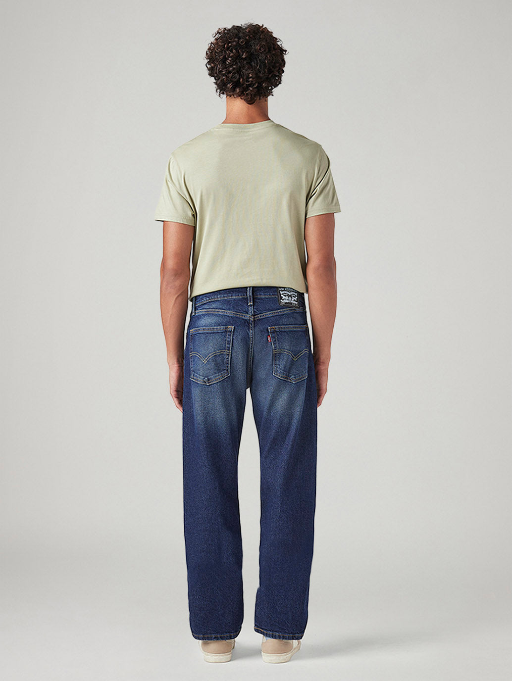 Men's 555 Blue Relaxed Straight Fit Mid Rise Jeans - Back View