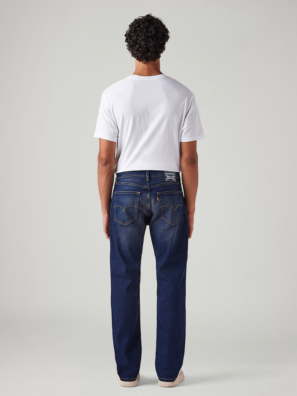 Men's 555 Dark Blue Relaxed Straight Fit Mid Rise Tinted Jeans - Back View
