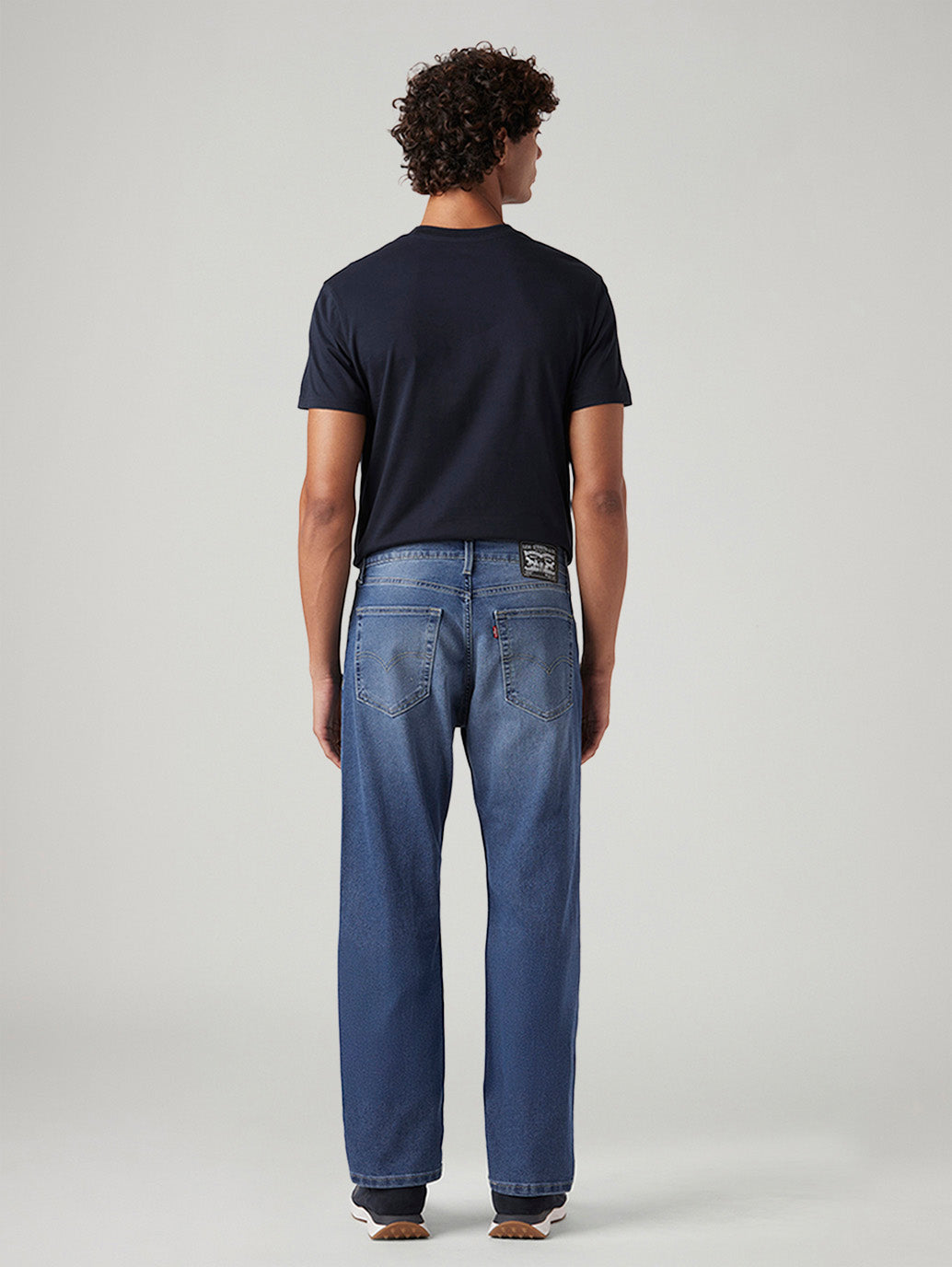 Men's 555 Blue Relaxed Straight Fit Mid Rise Jeans - Back View