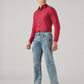 Men's Blue Relaxed Straight Fit Mid Rise Jeans - Side View