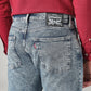 Men's Blue Relaxed Straight Fit Mid Rise Jeans - Detail View