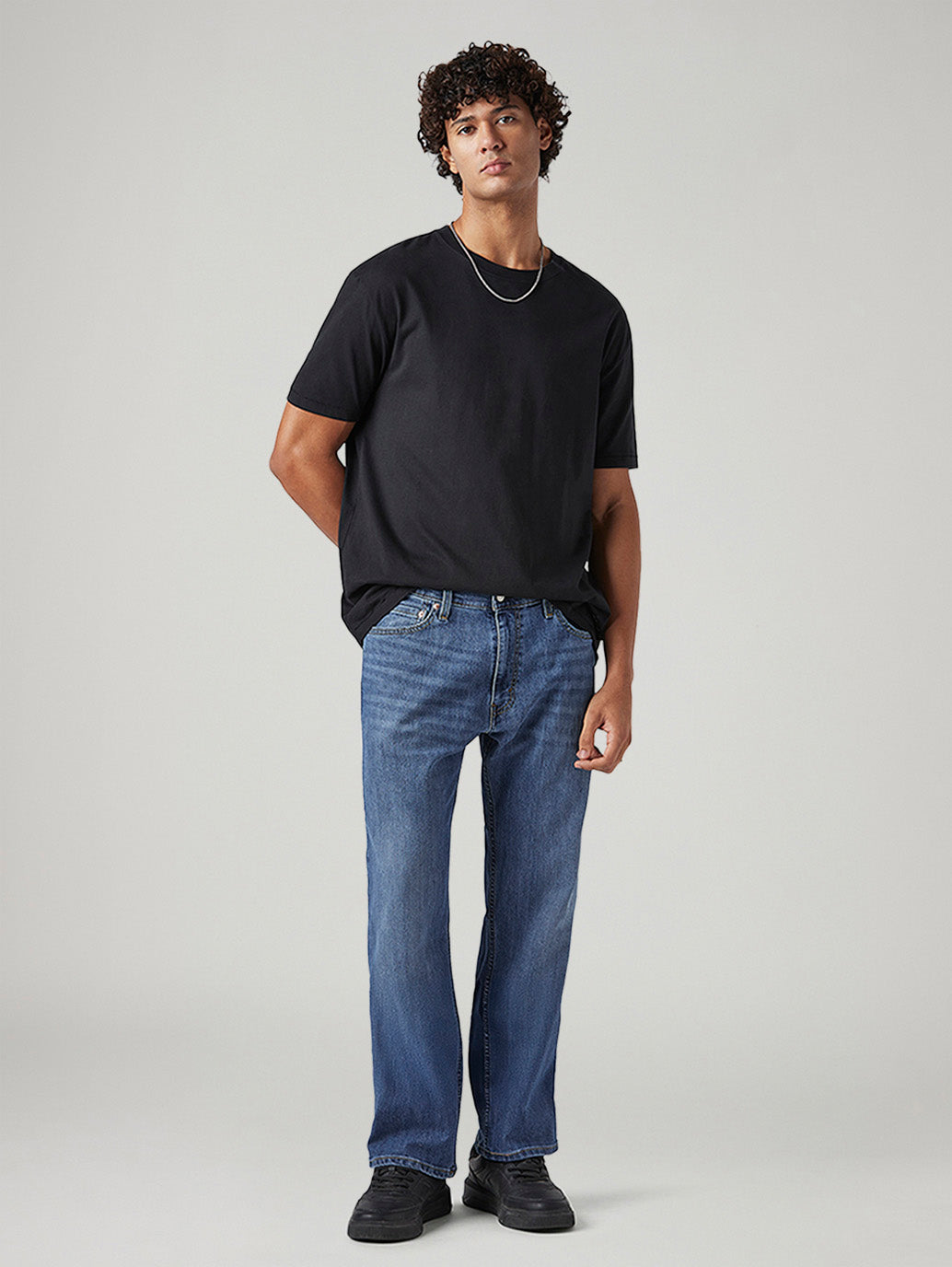 Men's 555 Blue Relaxed Straight Fit Mid Rise Jeans