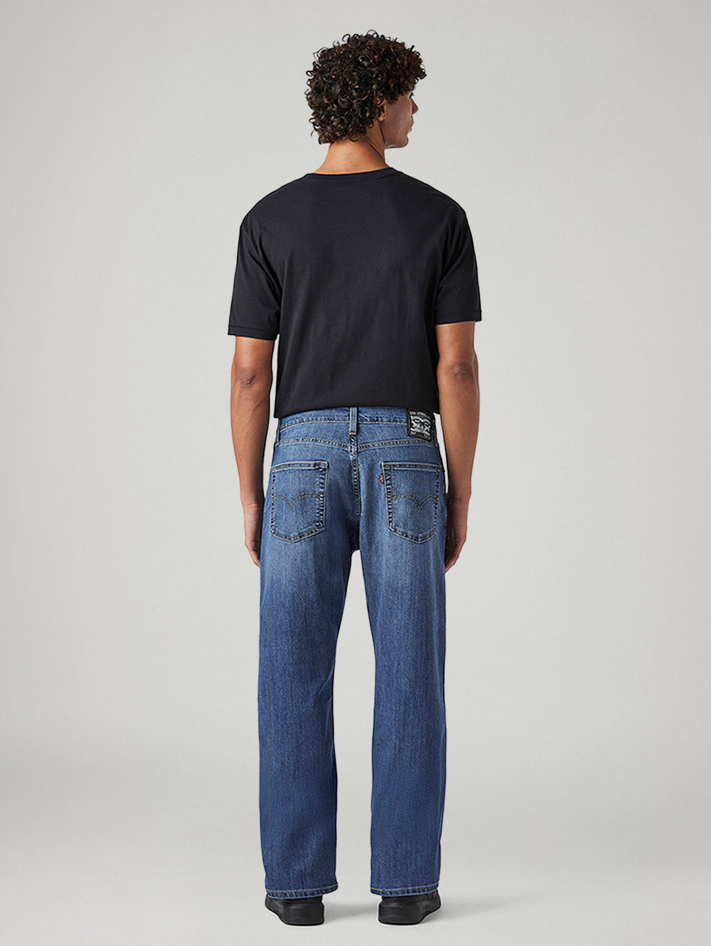 Men's 555 Blue Relaxed Straight Fit Mid Rise Jeans - Back View