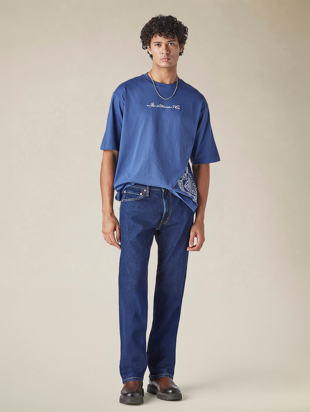 Men's 555 Blue Relaxed Straight Fit Mid Rise Jeans - 19fe4295-d3a4-4be1-ba47-fd107eb21f5a View