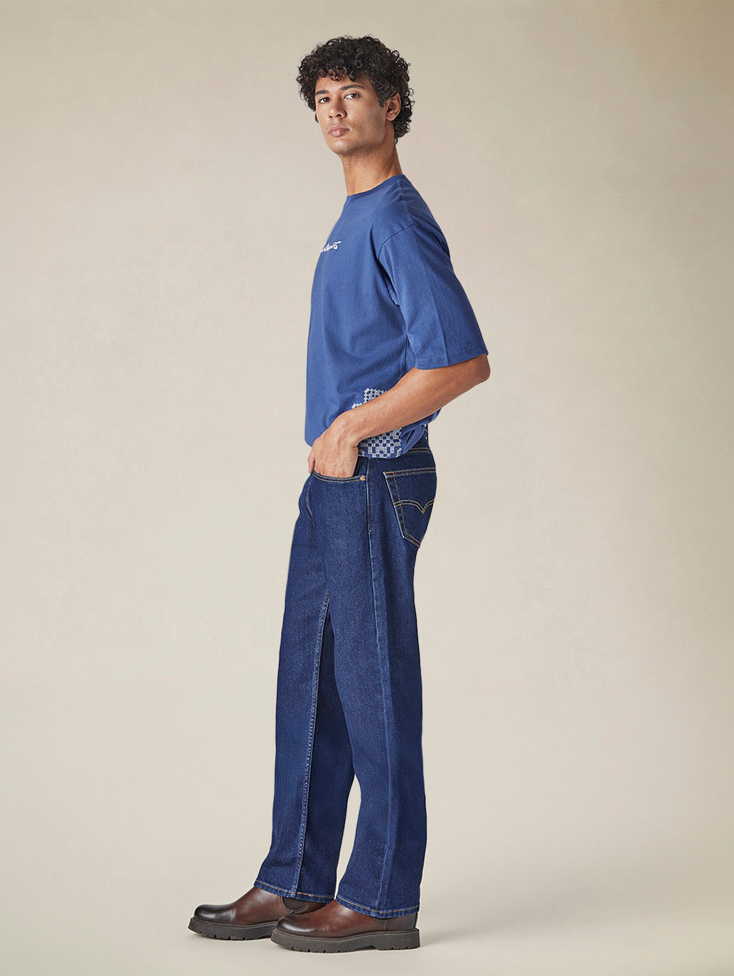 Men's 555 Blue Relaxed Straight Fit Mid Rise Jeans - 16d3d798-f1c0-44bf-b32f-fc19e9584faf View