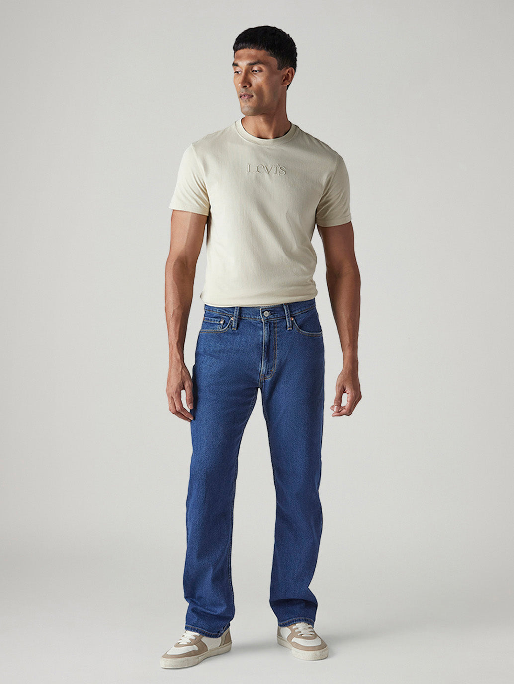 Men's 555 Dark Indigo Relaxed Straight Fit Mid Rise Jeans - Front View