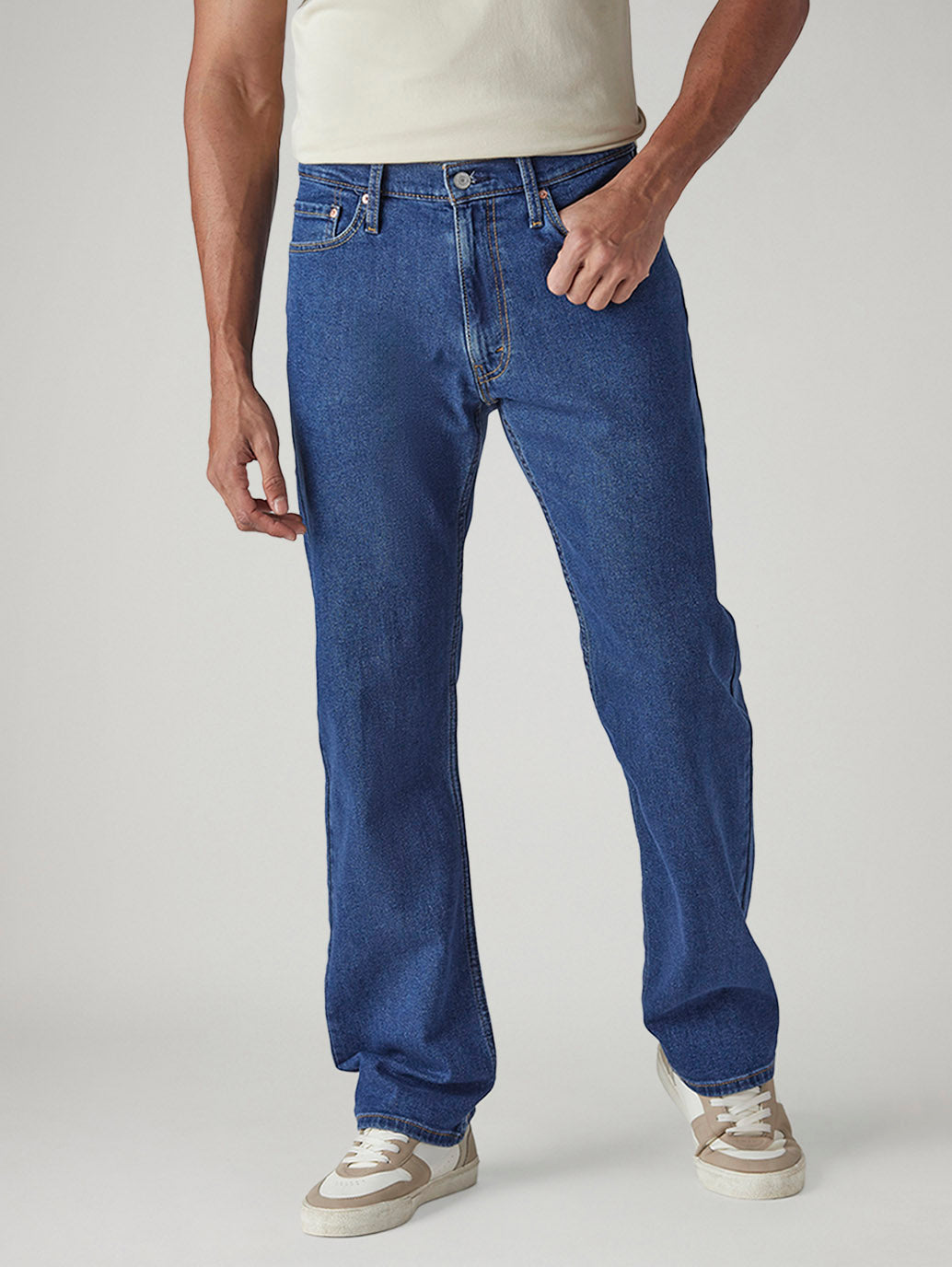 Men's 555 Dark Indigo Relaxed Straight Fit Mid Rise Jeans - Front View
