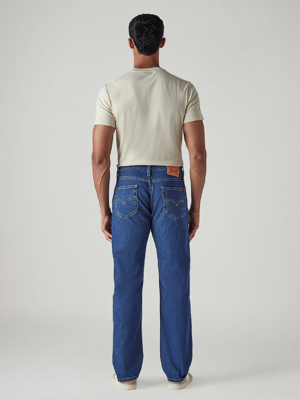 Men's 555 Dark Indigo Relaxed Straight Fit Mid Rise Jeans - Back View