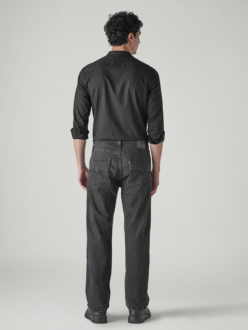 Men's 555 Charcoal Grey Relaxed Straight Fit Mid Rise Jeans - Back View