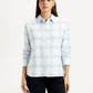 Women's Checkered White Relaxed Fit Shirt - Front View