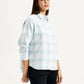 Women's Checkered White Relaxed Fit Shirt - Side View