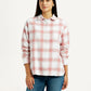 Women's Checkered Pink Slim Fit Shirt - Front View