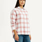 Women's Checkered Pink Slim Fit Shirt - Side View