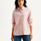 Women's Pink Striped Slim Fit Shirt - Front View