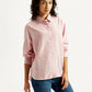 Women's Pink Striped Slim Fit Shirt - Side View