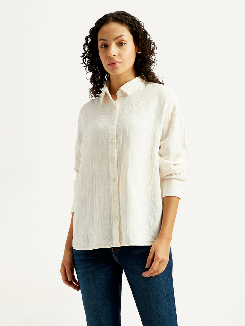 Women's Solid Relaxed Fit Shirt - Front View