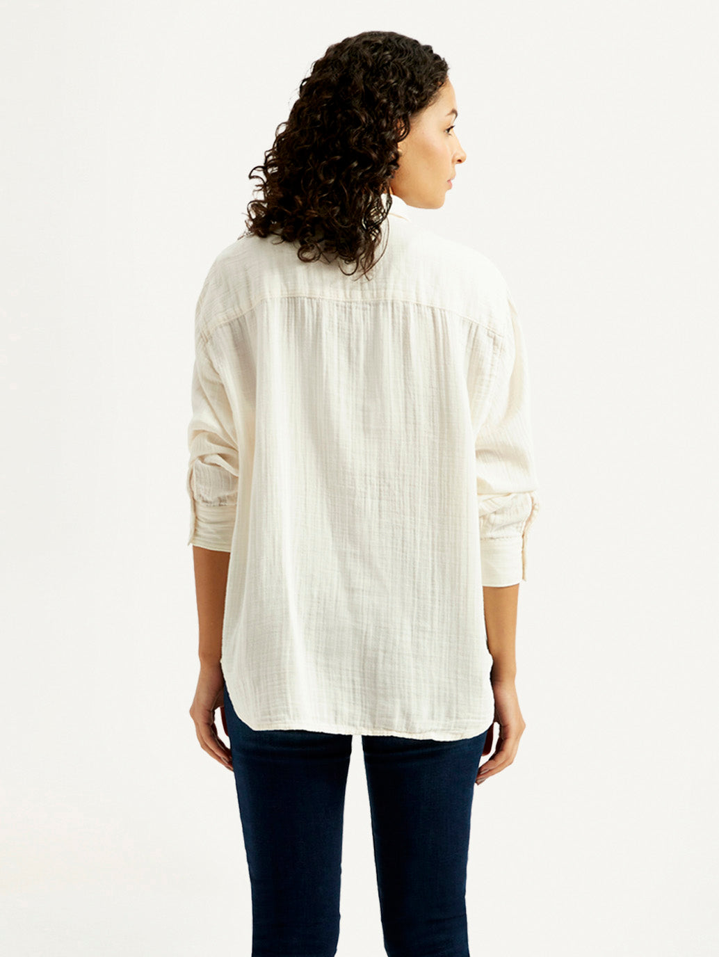 Women's Solid Relaxed Fit Shirt - Back View