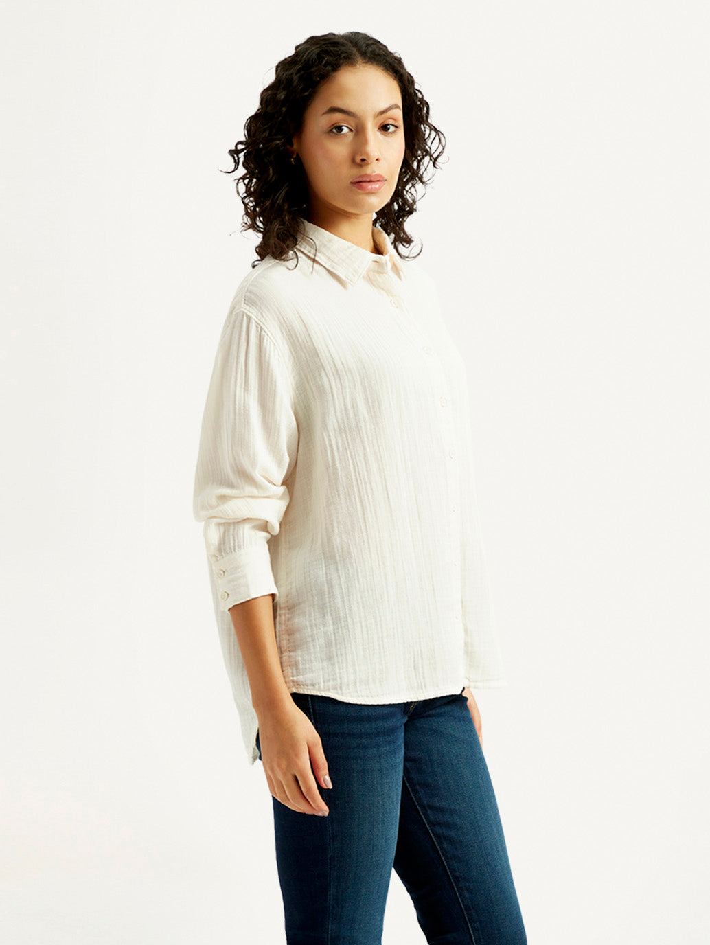 Women's Solid Relaxed Fit Shirt - Side View