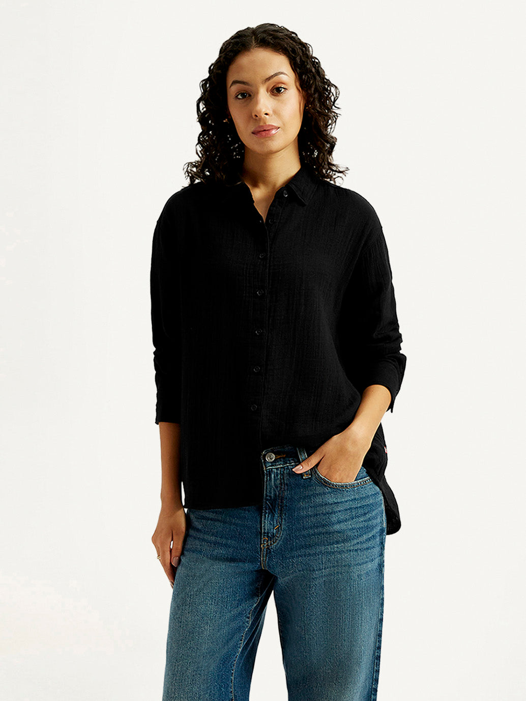 Women's Solid Slim Fit Shirt - Styleshot View