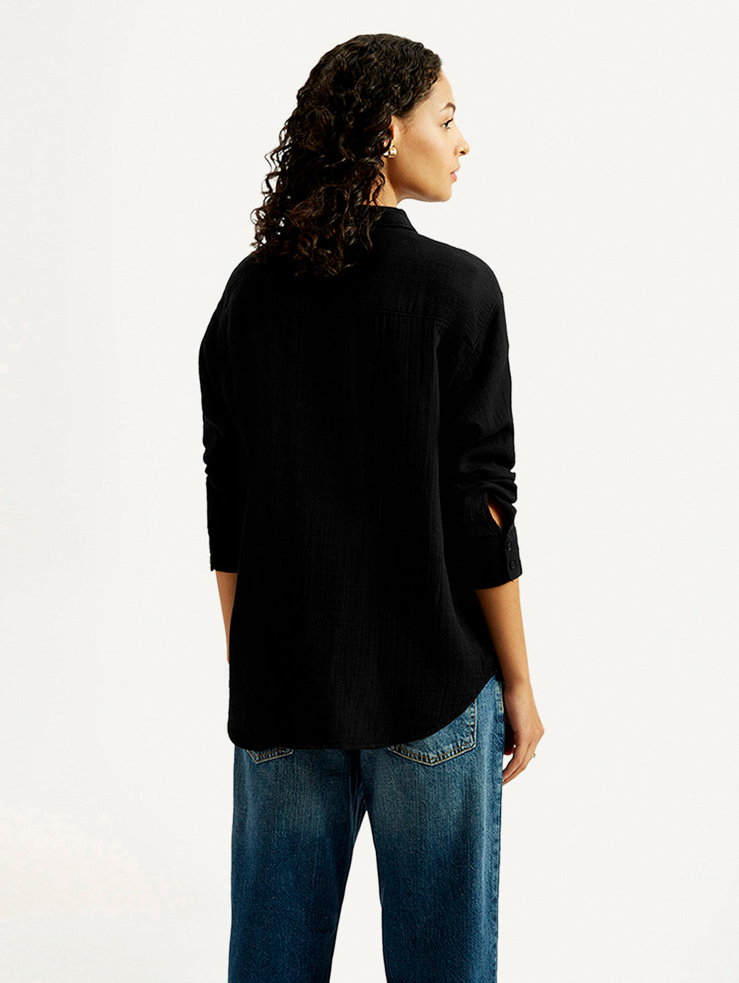 Women's Solid Slim Fit Shirt - Back View