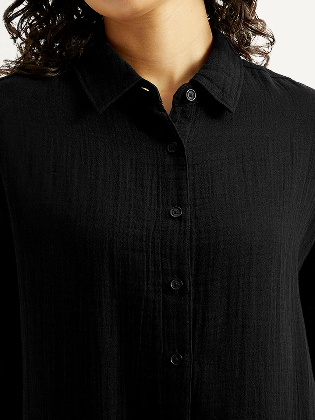 Women's Solid Slim Fit Shirt - Detail View