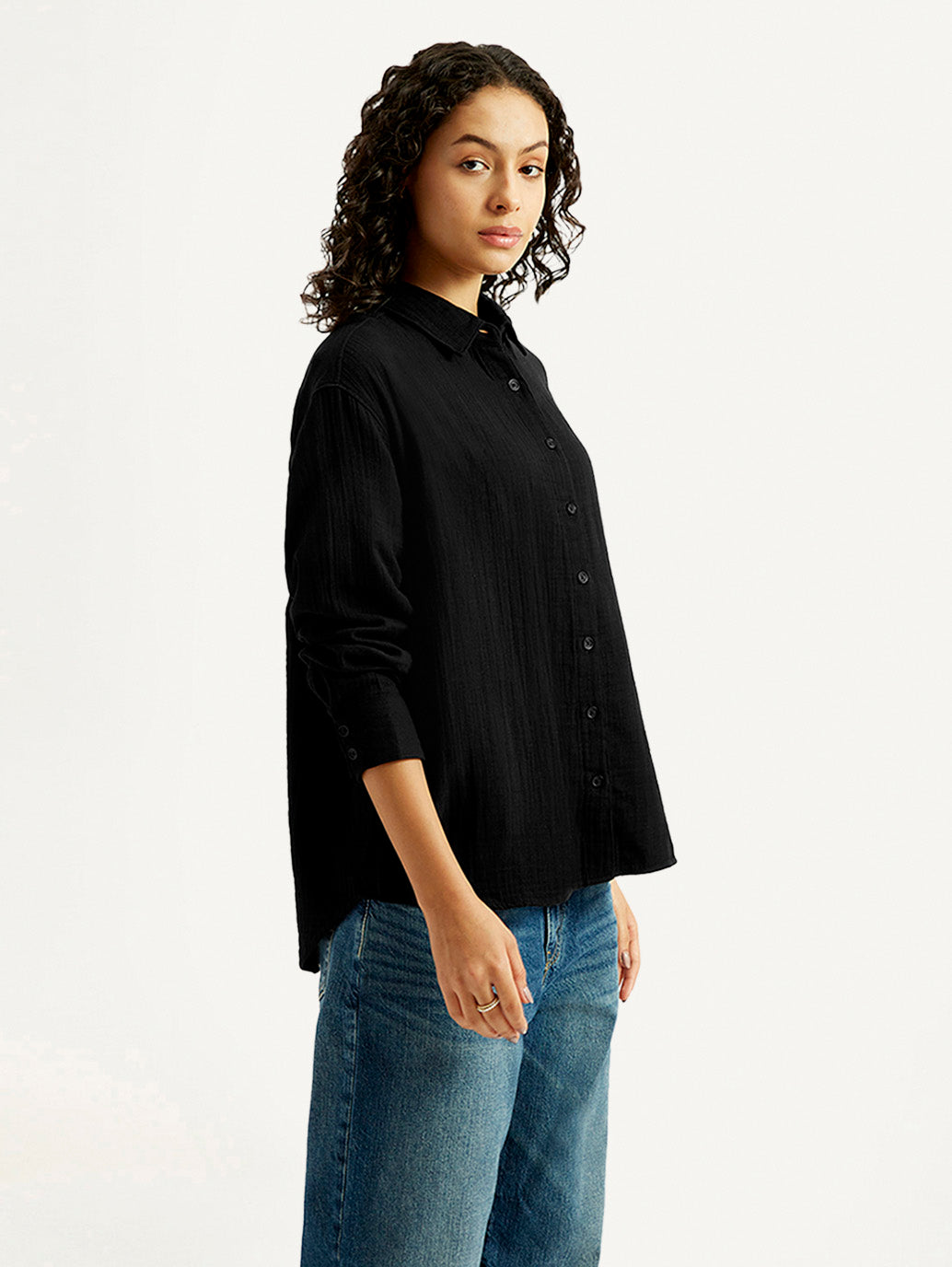 Women's Solid Slim Fit Shirt - Side View