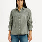 Women's Checkered Green Relaxed Fit Shirt - Styleshot View